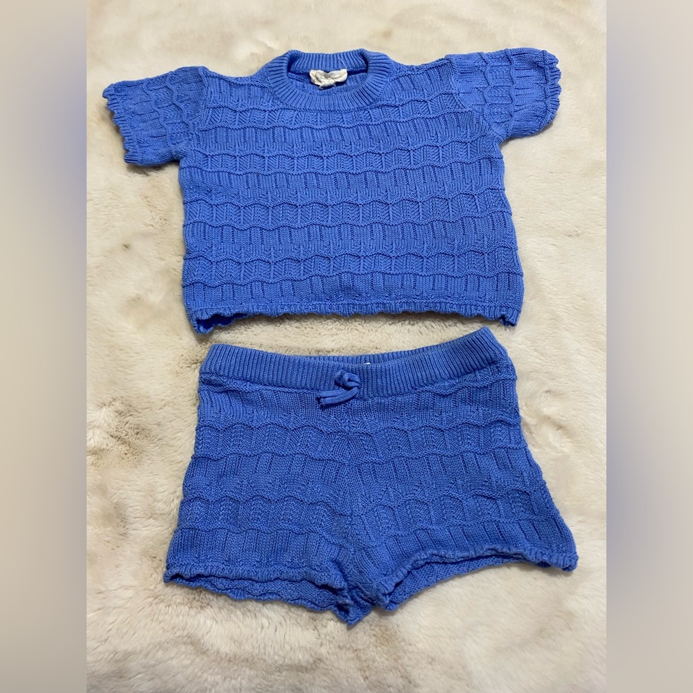 Blue Knit Two-Piece Set